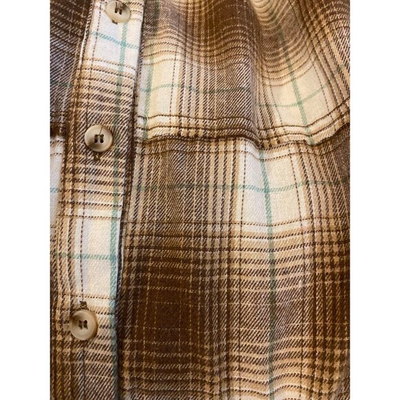 Davi & Dani Dress Women's M Brown Plaid Button-Up Soft Flannel Western Country - Picture 12 of 14